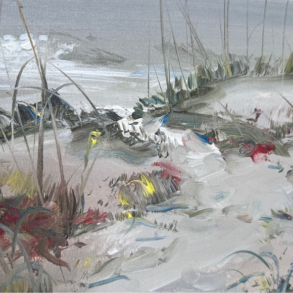 Vintage Original Beachscape by Artist John Szekes 20 x 16 Unsigned Incomplete - Picture 3 of 11